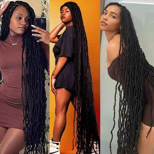 6 Packs Soft Locs Crochet Hair Pre Looped 40 Inch Faux Locs Crochet Braids Goddess Locs Dreadlocs Synthetic Hair For Black Women (1B, 40 Inch (Pack of 6))