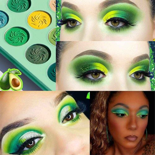 Afflano Christmas Makeup Gift Set Green Red Eyeshadow Palette, Highly Pigmented True Red Makeup Palettes Eye Shadow Forest Emerald Green Yellow 15 Color, Sparkle Eyeshadow Pallet For Women Girl