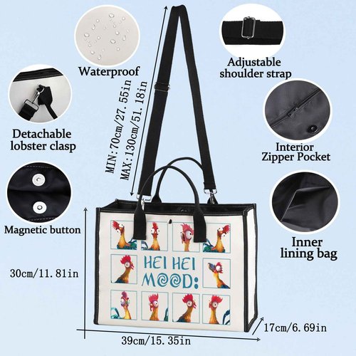 BWWKTOP Chicken Hei Hei Tote Bag Hei Hei Fans Gift Hei Hei Mood Shoulder Bag Hei Hei Merchandise (Hei Moods BG)
