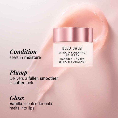 JLO BEAUTY Lip Mask, Vanilla Scented, Ultra Hydrating Lip Gloss Finish, Helps Visibly Plump, Smooth & Soften, Daytime or Overnight Sleeping Mask to Moisturize Flaky, Dry Lips, Beso Balm, 3 Pack