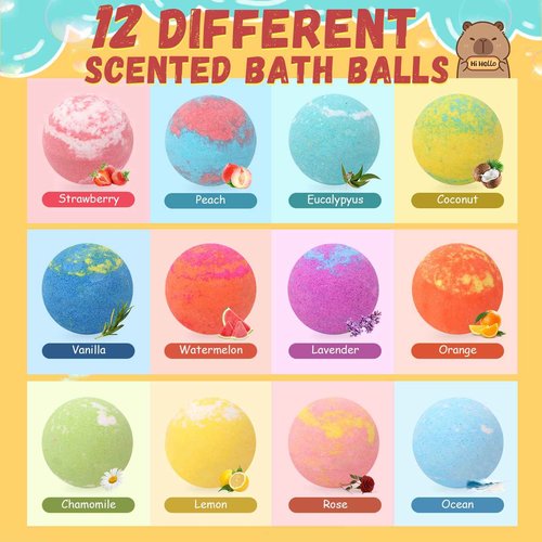 HAPGFS Bath Bombs for Kids with Surprise Inside Organic Bath Bombs Set for Girls Boys with Capybara Toys Inside Ideal Kids Birthday Christmas Easter Gift