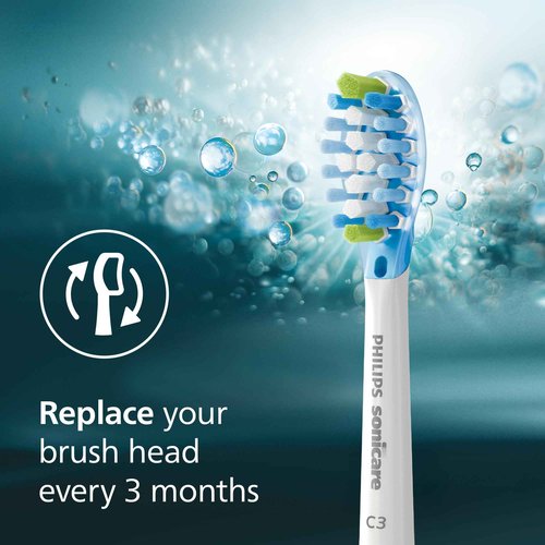 Philips Sonicare C3 Two-in-One - Genuine Replacement Electric Toothbrush Heads, White, 4 Pack One Year Supply, HX9044/65