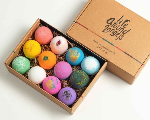 LifeAround2Angels Bath Bombs Gift Set 12 USA made Fizzies, Shea & Coco Butter Dry Skin Moisturize, Perfect for Bubble Spa Bath. Handmade Birthday Mothers day Gifts idea For Her/Him, wife, girlfriend