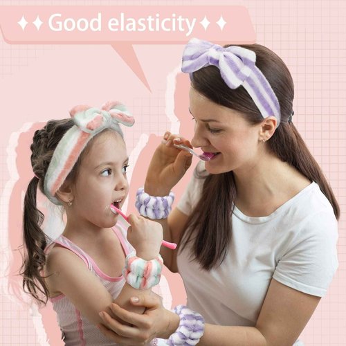 Janmini 36 Pcs Face Wash Spa Headband Set Women Winter Gift Facial Makeup and 12 Pcs Flannel Hairbands 24 Pcs Wristbands for Girls(Dot Stripe Leopard)