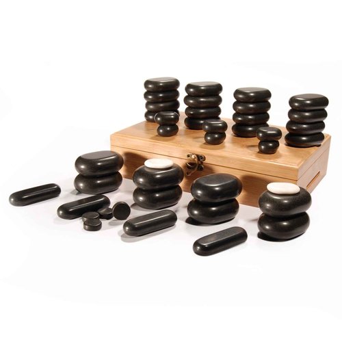 Master Massage 40-Piece Hot Stone Set – Black Basalt Lava Rocks for Full Body Massage Therapy