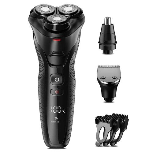 rategist Cordless Electric Razor for Men: 3-in-1 Shaver for Beard/Nose/Sideburns - IPX7 Waterproof Travel Kit
