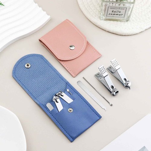 HAIFOTRVA 30 Sets Finger Nail Clipper Set Bulk,4 in 1 Adult Stainless Steel Travel Manicure Kit with Case Individually Wrapped Nail Clippers Bulk for Homeless,Hotel,Charity(2 Colors)