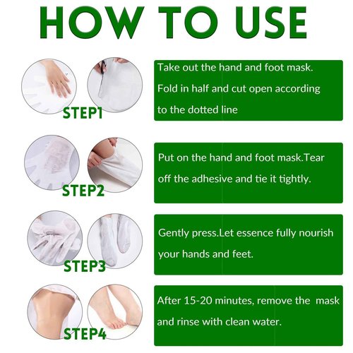 Foot Mask Hand Mask Christmas Gifts Hydrating Moisturizing 12 Packs Gloves & Socks Intensive Repairing Masks Peeling Mask for Women Dry Cracked Set Coconut Oil Tea Tree Extract Elitzia ETXJ2409
