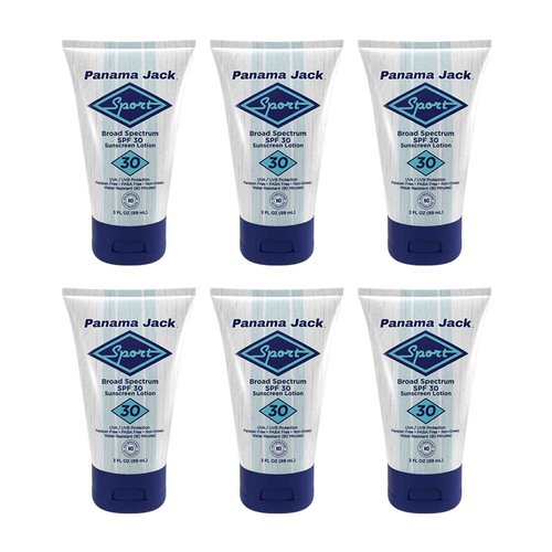 Panama Jack Sport Sunscreen Lotion - SPF 30, Broad Spectrum UVA/UVB Protection, Non-Greasy, PABA, Paraben, Gluten & Cruelty Free, 3 FL OZ (Pack of 6)