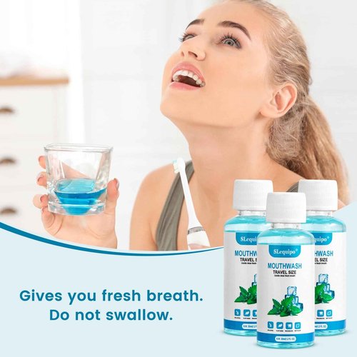 SLequipo 100 Travel Size Mouthwash Bulk Mini Mouthwash, Fresh Mint Portable Mouthwash Individual 1.2oz/35ml Mouthwash Bottles for Travel Toiletry Kits, Blue