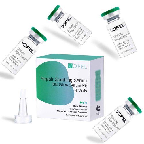 VOFEL Centella Asiatica Serum for Face with Hyaluronic Acid Repair and Centella Serum for Face Moisturizer 0.35 oz 4 Vials Serum Ampoule Set (4pc repair kit)