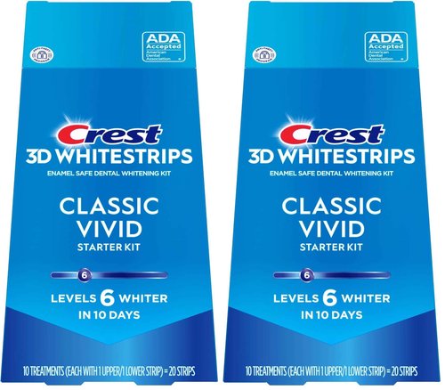 Crest 3D Whitestrips, Classic Vivid, Teeth Whitening Strip Kit, 20 Strips (10 Count Pack) (Pack of 2)