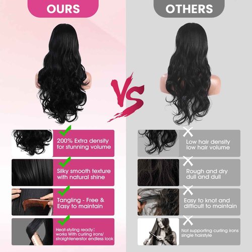 Frozen beauty 13x6 Lace Front Wigs,Glueless Synthetic HD Transparent Lace,200% Density Body Wave with Baby Hair,Pre-Plucked Frontal Wigs for Women 30 Inch,Natural Hairline (Brown-Body Wave)