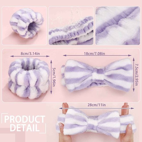 Janmini 36 Pcs Face Wash Spa Headband Set Women Winter Gift Facial Makeup and 12 Pcs Flannel Hairbands 24 Pcs Wristbands for Girls(Dot Stripe Leopard)