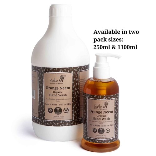 Rustic Art Organic Orange Neem Hand Wash | Soap based | Liquid Refill Pack | 1100mL (1100mL)