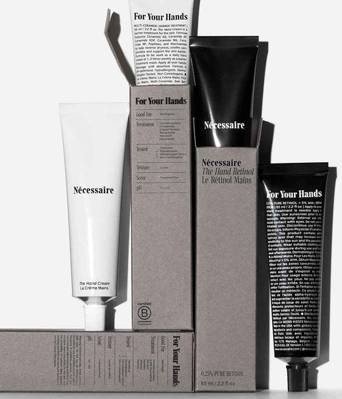 Nécessaire The Hand Duo – Fragrance-Free Hand Cream & Retinol Treatment Set for Dry Hands – Daily Hydration + Nighttime Repair with Ceramides, Peptides & Retinol – Vegan, Dermatologist-Tested – 2 x 2