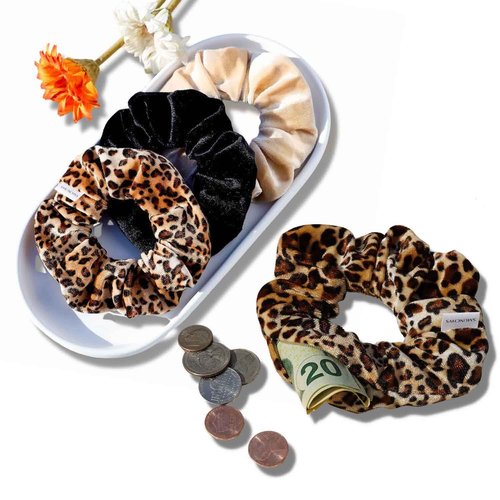 Smunchys Velvet Scrunchie with Hidden Zipper Pocket | 3 Pack Assorted Stocking Stuffers for Women