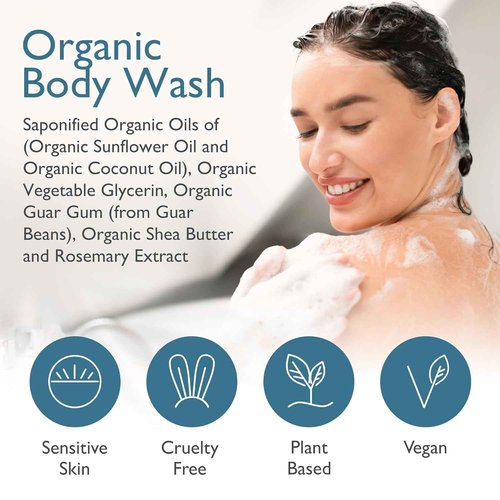 SoCal Suds & Company 128oz Certified Organic Hand & Body Wash w/Shea Butter- Gentle Natural Body,Baby & Face Wash for Sensitive Skin, Moisturizing Thick Castile, Hand Soap and More - Fragrance Free