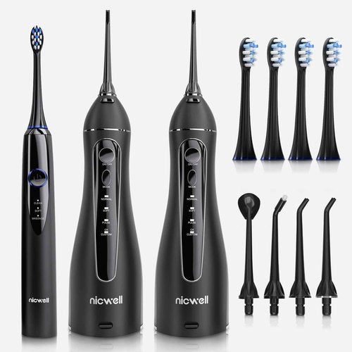 Water Dental Flosser Cordless for Teeth - Nicwell 4 Modes Dental Oral Irrigator, Portable and Rechargeable IPX7 Waterproof Powerful Battery Life Water Teeth Cleaner Picks for Home Travel