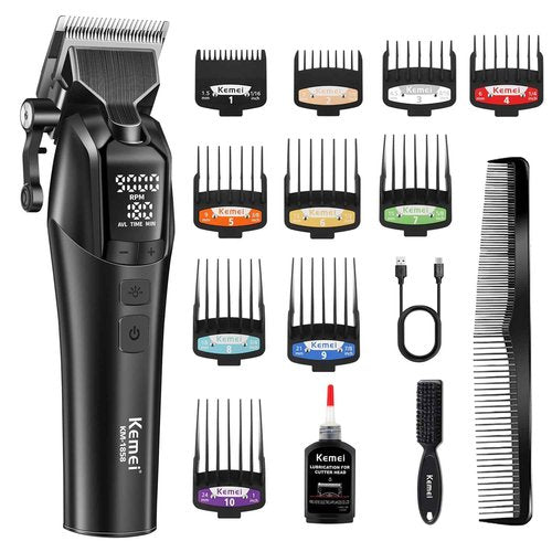 KEMEI Professional Hair Clippers for Men, Cordless Hair Cutting Kits，Rechargeable Hair & Beard Trimmer Barber Clippers, KM-1858