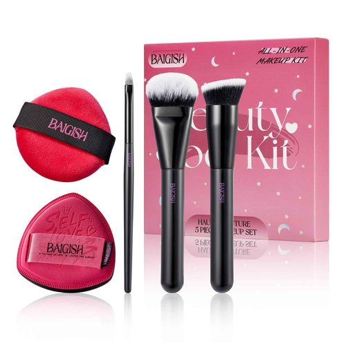 BAIGISH Makeup Brush Set Professional Foundation Brush for Foundation Powder Concealers Eye Shadows with 2 Makeup Sponge