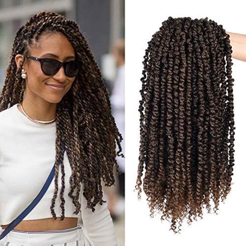 Silike Passion Twist Crochet Hair 18inch 6packs Pre-Twisted Synthetic Long Curly 12 Roots Braiding Hair Extensions For Women (18 inch, T30)