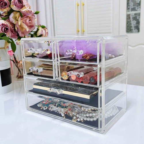 Guolich Nail Organizers Clear Acrylic Nail Jewellery Accessories Storage Case Holder Shelves Display Mesa Para Manicura Profesional Nail Table (6 Drawers)