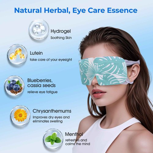 ZHENYEMEI Hydrogel Self Cooling Eye Mask,Cold Eye Mask for Puffy & Burning Eyes,Cold Compress for Fast Relief with Fatigue and Headaches, Individually Wrapped Cool Care Travel Essentials,32 Packs