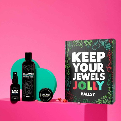 Ballsy Gift Set For Men, Jolly Jewels Pack, Includes Body Wash, Deodorizing Spray, and Cologne Rub, Men Hygiene Products, Mens Body Care, Ball Wash For Men Christmas Gift pack, Citrus & Cedar