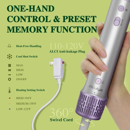 Aculya 5-in-1 Hot Air Styler Wrap | 1500W Power & 200M Negative Ions | Professional Hair Styler for Frizz-Free Straight, Voluminous, Wavy & Auto-Curl Styles | Includes Free Fashion Clutch Bag
