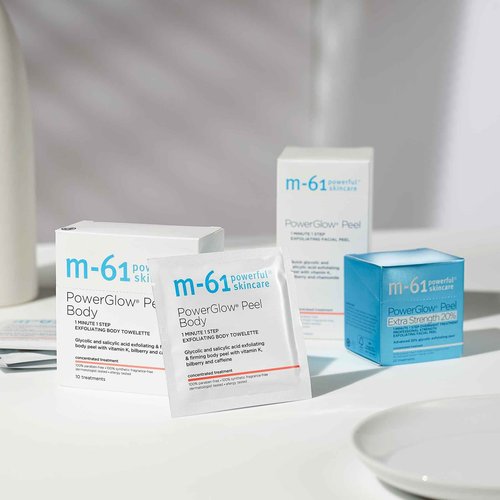 m-61 PowerGlow Peel Body | Exfoliating Body Towelette With Glycolic And Salicylic Acid. 1 Minute, 1 Step - 10 Treatments