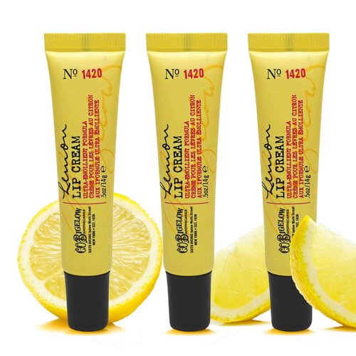 C.O. Bigelow Lemon Body Cream No. 005, 8 oz. & Lemon Lip Cream Trio, 0.5 oz. (Pack of 3)