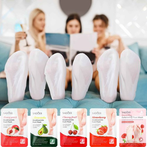 Swiffen 48 Pcs Fruits Foot Mask Bulk Hydrating Moisturizing Socks Feet Peeling Mask for Dry Cracked Aloe Foot Care for Spa Day Kit Beauty Relaxation Gift for Women