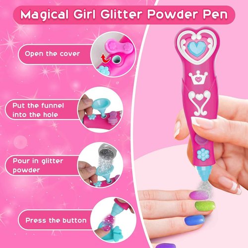 BATTOP Kids Nail Polish Set for Girls, Nail Art Kit for Kids with All-in-One Organizer Nail Dryer, Polish, Stickers, Gems, Filer - Halloween Christmas Ideas Gifts for Girls Ages 6 7 8 9 10 11 12