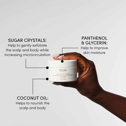 OUAI St. Barts Travel Bundle - Includes Scalp & Body Scrub, Foaming Body Cleanser, and Hydrating Body Cream - Travel Size Hair & Body Care (3 Count, 3.4 Oz/3.4 Oz/3 Oz)