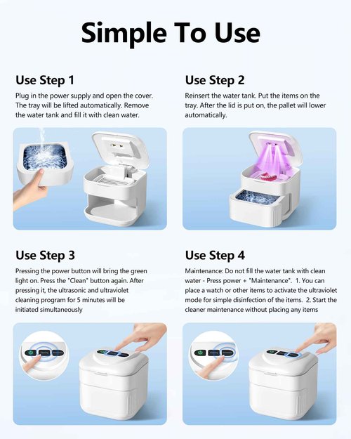 THISONG Ultrasonic Retainer Cleaner Machine 45kHz Dental Ultrasonic Retainer Cleaner for Dentures & Mouth Guard Cleaning for Whitening Trays, Toothbrush Heads, Diamond, Jewelry