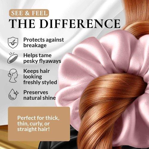 FORBDNSILK 100% Pure 22 Momme Mulberry Silk Scrunchies (Set of 3) | Highest grade (6A) Luxury Hair Ties| (Black,White,Pink) | (White, Standard)