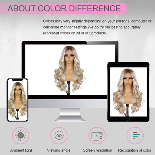SAPPHIREWIGS 13×4 Platinum Blonde Lace Front Wigs Synthetic Lace Front Wigs Body Wave Glueless Wigs for Women Heat Resistant Fiber Wig for Daily Party Use 20 inch