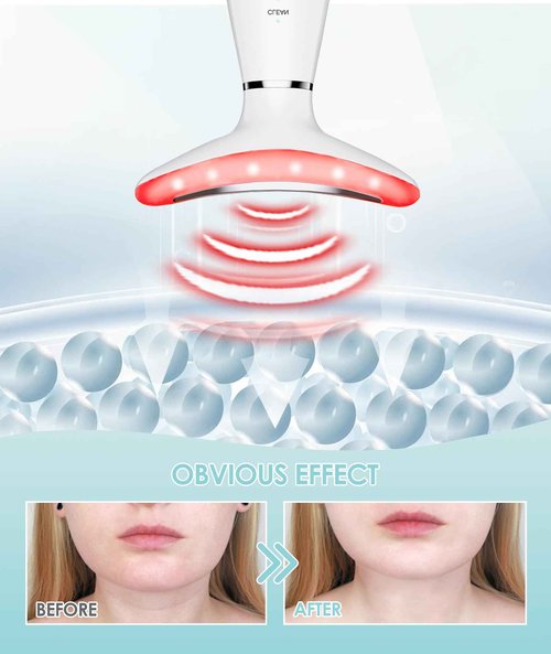 ELISHINE 7 Color Neck Face Massager - Facial Massager Tool for Skin Care at Home, Vibrating Face Massager with Thermals, Galvanic Machines White