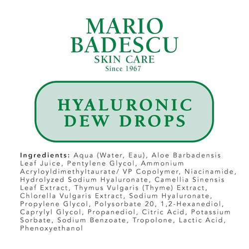 Mario Badescu Dewy Skin Duo - Hyaluronic Dew Cream & Dew Drops – Hydrating Niacinamide & Hyaluronic Acid Moisturizer & Face Serum for Dewy, Glass-Like Skin – Lightweight & Oil-Free