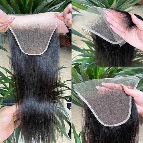 Venice Hair Real HD Lace Closure only 0.10mm Ultra-thin Invisible Crystal HD Lace Pre Plucked with Baby Hair Straight Human Hair Lace Frontal Closure (7x5 HD Straight, 16 Inch)