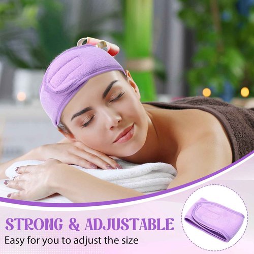 Wavyknot 35 Pack Spa Facial Headband for Women Adjustable Face Wash Makeup Stretch Flannel Headband Bulk with Tape for Women Hair Wrap Towel Skincare Facial Mask Bath and Sport, Macaron Color