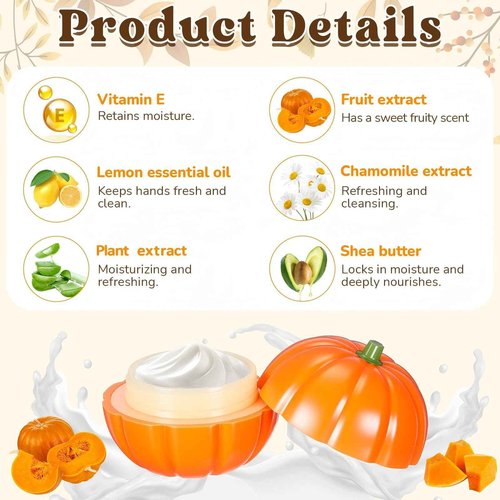 12 Pcs Pumpkin Hand Cream Gifts Set for Women, Funny Fruit Hand Cream Gift for Baby Shower, Birthday Day, Fall Holiday Party, Bridal Shower Favors, Bridesmaid Gifts and Wedding Favors Party Supply
