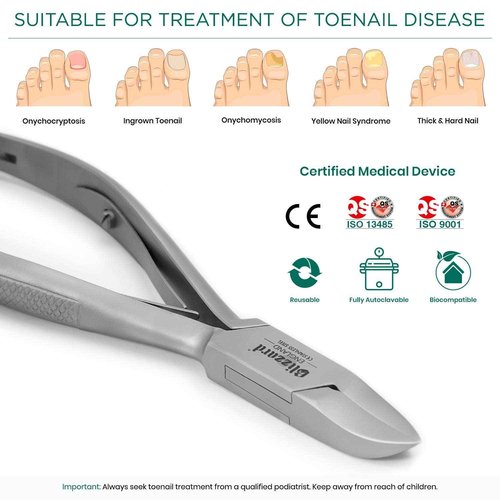Nail Clippers for Men with Thick or Ingrown Toenails – Blizzard Podiatrist Toenail Clipper Set German Forged – 5.5 inch Heavy Duty Nail Cutter – Concave Head Chequered Handles - Hospital Grade