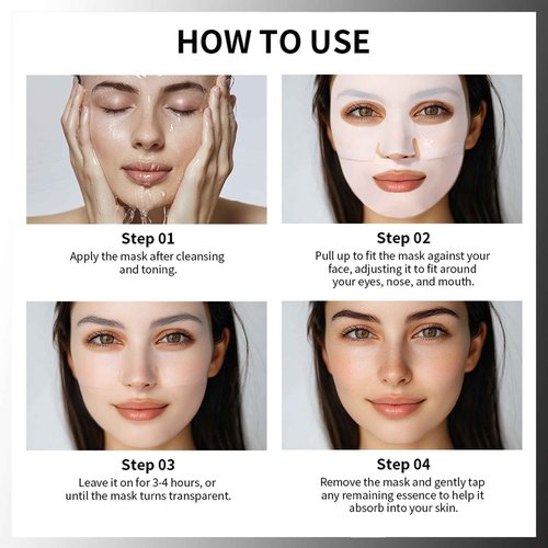 Sokgo Low Molecular Weight Collagen Overnight Hydrogel Mask, Enhances Skin Elasticity, Reduces Pores, Transforms from White to Transparent Upon Absorption Skin Care Treatment，