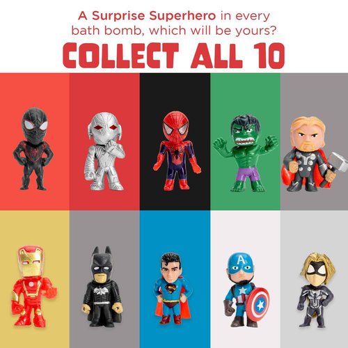 Bath Bombs for Kids with Surprise Superhero and Unicorn Toy Inside, 6 Bubble Bath Bombs Fizzies, Fruity Scents, Relaxing Aromas, Gentle and Kids Safe with Bath Toys