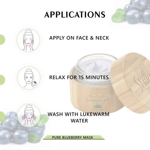 Shira Shir-Organic Pure Blueberry Facial Mask For Nourished Wrinkle-Free and Radiant Skin With Organic Anti-Aging Formula Leaves skin soft moisturized and hydrated. (50ml)