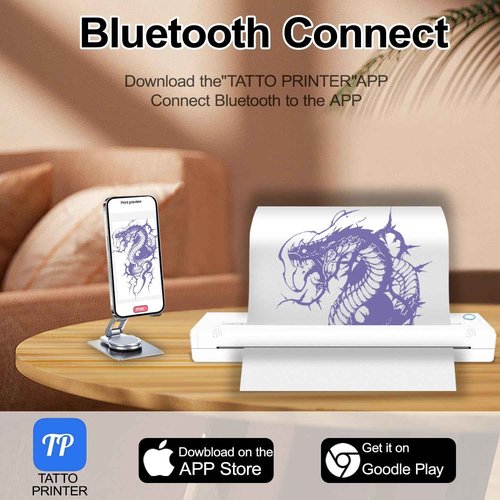 ACETONER ﻿Wireless Tattoo Stencil Printer,Portable Thermal P rinter,Upgrade Wireless Tatoo Printer for Tattoo Artists& Beginners,Compatible with Phone&PC(White)