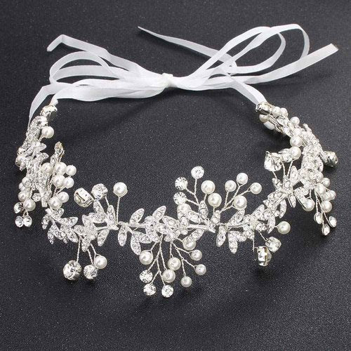 Hapibuy Wedding headpiece Crystal Forehead Band Bridal Hair Vine For Bride and Bridemaid Silver Color