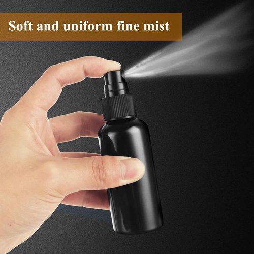 ABuff 60 Pack 2oz Plastic Spray Bottles Small Empty Fine Mist Spray Bottle Black Bottles for Essential Oils, Bath, Beauty, Hair & Cleaning, Small SprayBottles for Travel, With 5 Funnels